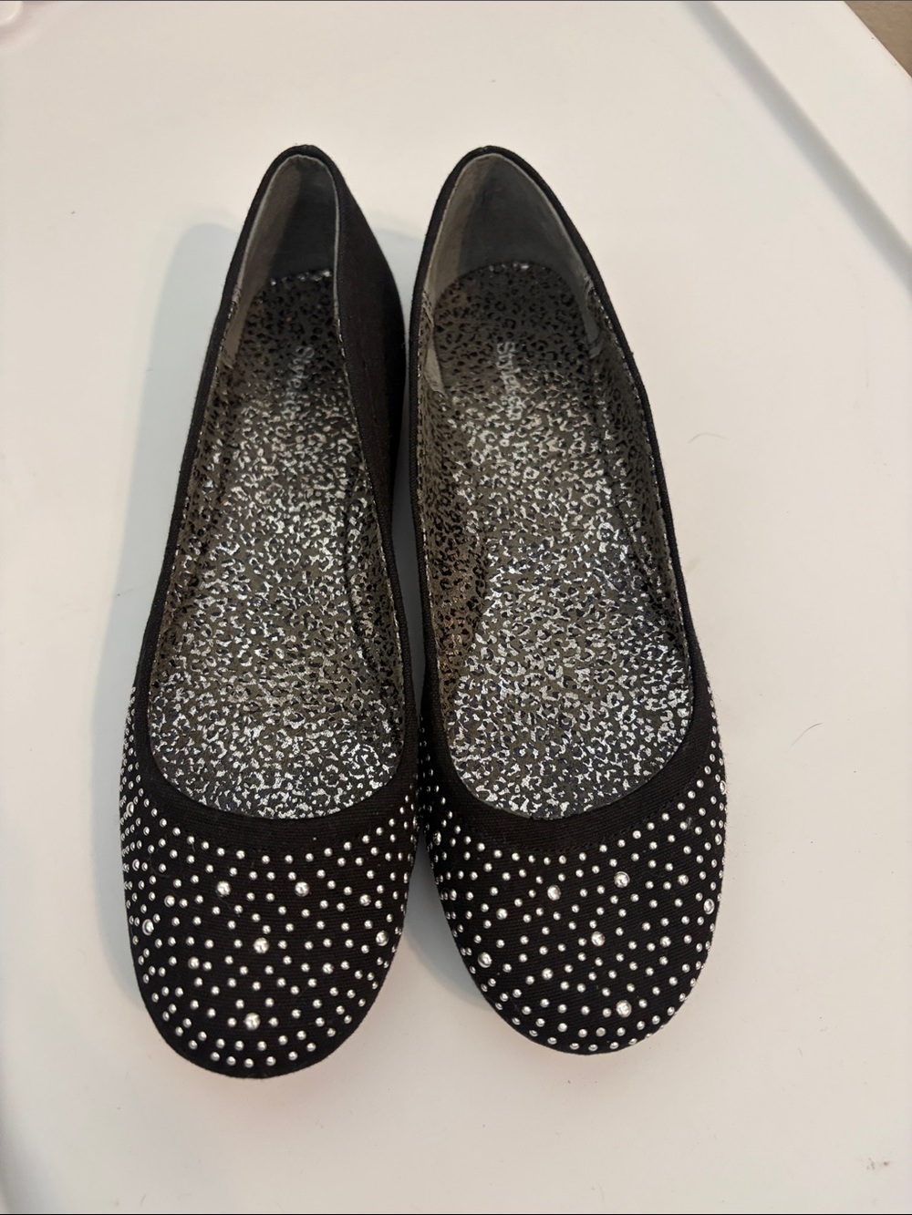 Style & Co. Black Ballet Flats with Silver Stud Detailing